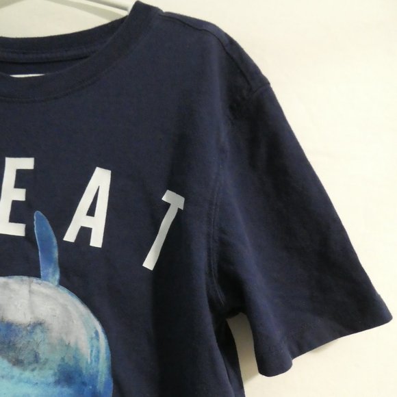 GAP KIDS navy graphic T-Shirt "Great Shark" print / design, XL size 12 years GUC - Picture 5 of 12